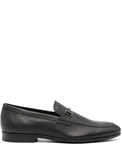 Tod's Debossed-monogram Leather Loafers In Black