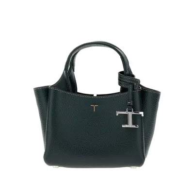 Tod's Grained Leather Mini Shopping Bag In Black