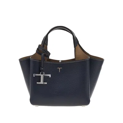 Tod's Grained Leather Mini Shopping Bag In Black