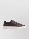 Tod's Grained Leather Round Toe Rubber Sole Sneakers In Brown