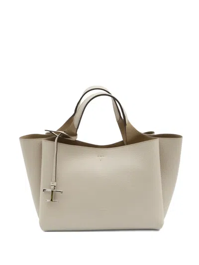 Tod's Grained Leather Tote Bag In Neutral