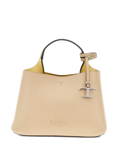 Tod's Grained-leather Tote Bag In Neutral