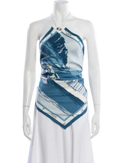 Pre-owned Tod's Graphic Print Halterneck Top In White