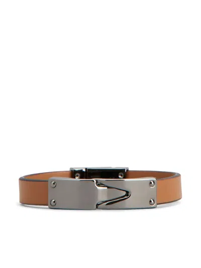 Tod's Greca Leather Bracelet In Brown