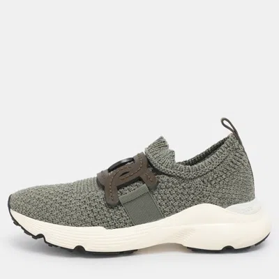 Pre-owned Tod's Green Stretch Knit Fabric Kate Slip On Sneakers Size 39