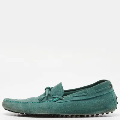 Pre-owned Tod's Green Suede Gommino Slip On Loafers Size 39.5