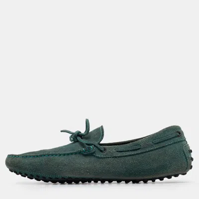 Pre-owned Tod's Green Suede Slip On Loafers Size 42.5