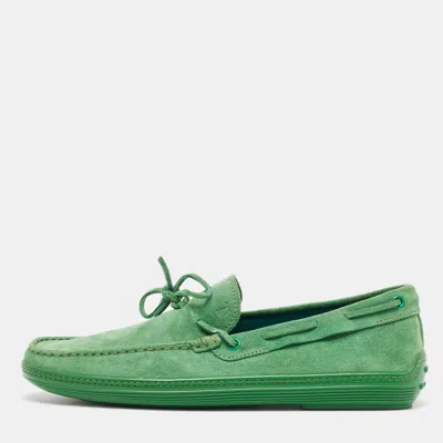 Pre-owned Tod's Green Suede Slip On Loafers Size 43