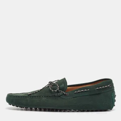 Pre-owned Tod's Green Suede Slip On Loafers Size 44