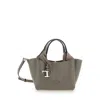 Tod's Tods Grey Handbag With Removable Shoulder Strap And T Plaque On The Front In Grained Leather In Gray