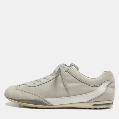 Pre-owned Tod's Grey Leather And Suede Lace Up Sneakers Size 39