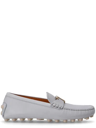 Tod's Grey Leather Loafers In Gray