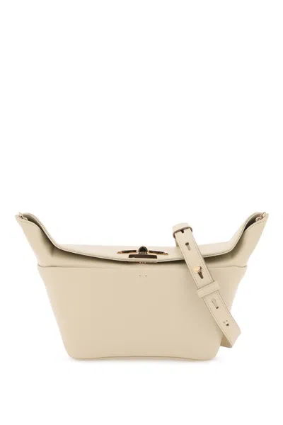Tod's Grey Leather Shoulder Bag With Gold Closure For Women In White