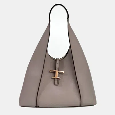 Pre-owned Tod's Grey Leather Timeless Shopper Bag In Gray