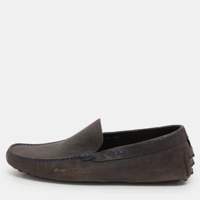 Pre-owned Tod's Grey Nubuck Leather Loafers Size 39.5