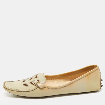 Pre-owned Tod's Grey Patent Pointed Toe Buckle Loafers Size 38.5