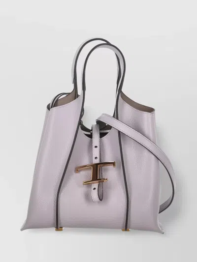 Tod's Grey Shopping Tote With Metal Hardware