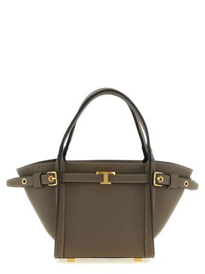 Tod's Grey T Timeless Mini Tote In Purple