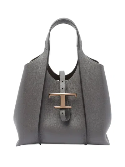 Tod's Grey T Timeless Tote In Gray