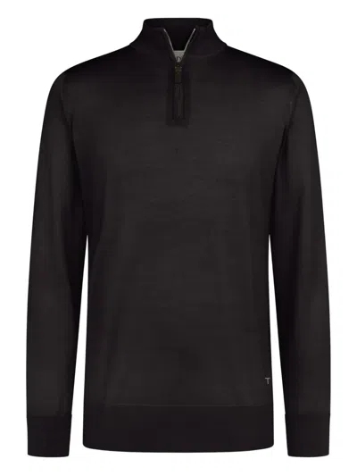 Tod's Half-zip High-neck Sweater In Black