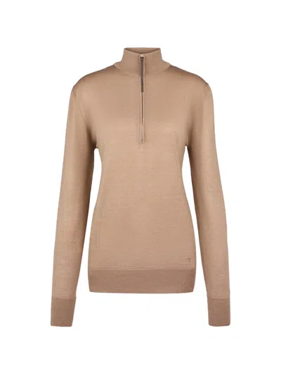 Tod's Half Zip Pullover In Cashmere And Silk In Neutral