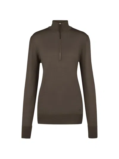 Tod's Half-zip Jumper In Cashmere And Silk In Brown