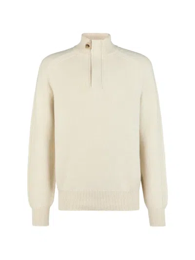Tod's Half Zip Pullover In Cashmere In Neutral
