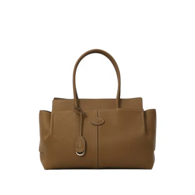 Tod's Hammered Leather Tote Bag In Brown