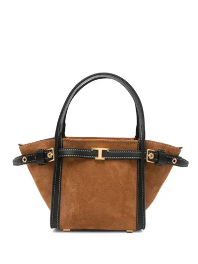 Tod's Brown T Signature Mini Tote In Pattern