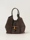 Tod's T Timeless Mini Shopping Bag In Suede In Brown