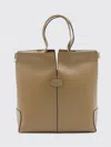 Tod's Rectangular Top Handles Contrast Stitching Tote Bag In Brown