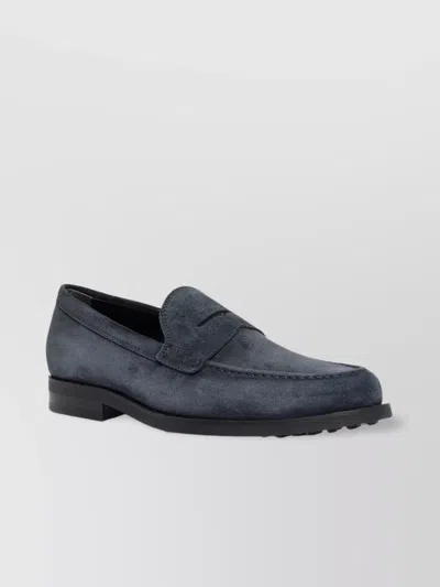 Tod's Handcrafted Round-toe Loafers With Rubber Pebbles In Grey