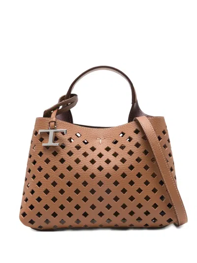Tod's Apa Micro Crossbody Bag Cut Out Handle Strap In Brown