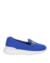 Tod's Happy Moments By Alber Elbaz Woman Loafers Blue Size 7 Textile Fibers, Leather