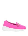 Tod's Happy Moments By Alber Elbaz Woman Loafers Magenta Size 4.5 Textile Fibers, Leather