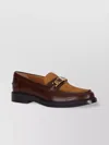 Tod's Hardware Block Heel Two-tone Loafers In Brown