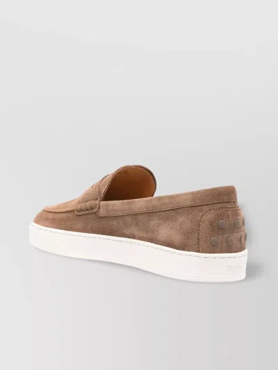 Tod's Heel Rubber Pads Penny Strap Suede Loafer
