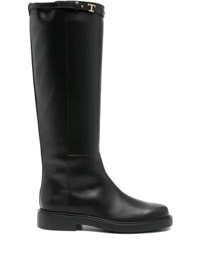 Tod's High Calfskin Boots Tods In Black