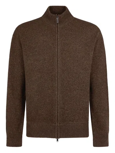 Tod's High-neck Zip-up Cardigan In Burgundy