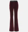 Tod's High-rise Cotton Velvet Flared Pants In Burgundy