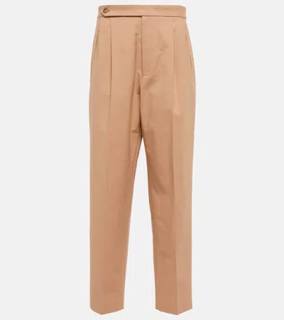 Tod's High-rise Wide-leg Cotton-blend Pants In Uvu M009
