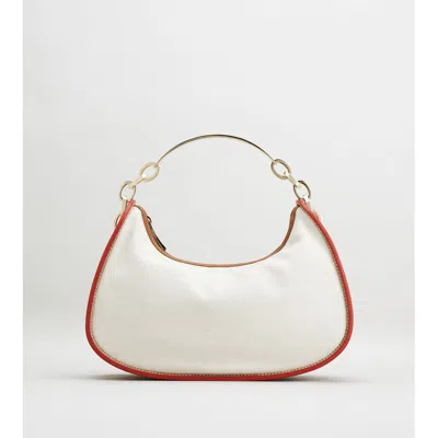 Tod's Hobo Bag In Canvas And Leather Small In White