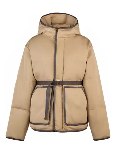 Tod's Hooded Belted Jacket In Green