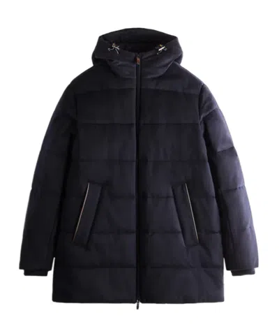 Tod's Hooded Cotton-padded Jacket In Blue