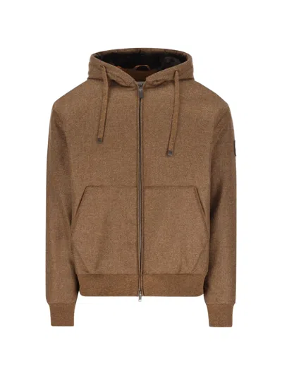 Tod's Hooded Zip-up Jacket In Brown