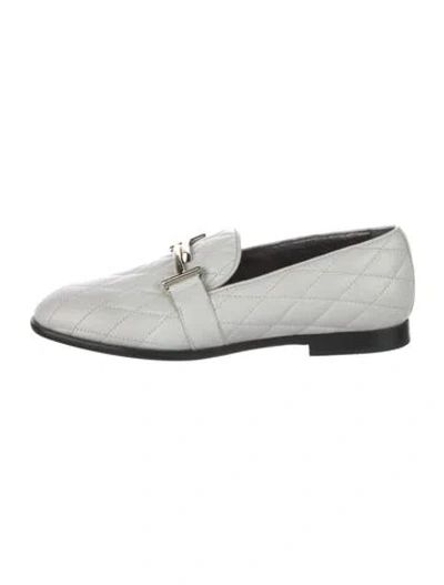 Pre-owned Tod's Horsebit Accent Leather Loafers In White