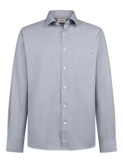 Tod's Houndstooth Long-sleeved Shirt In Gray