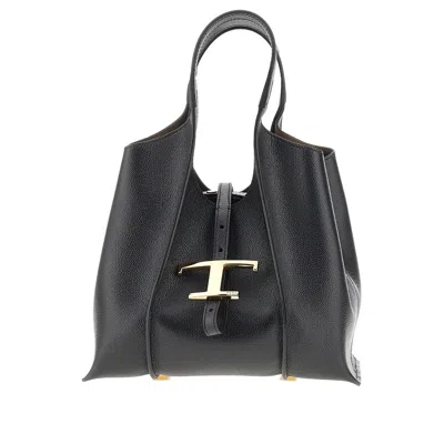 Tod's Ini 't Timeless' Shopping Bag In Black