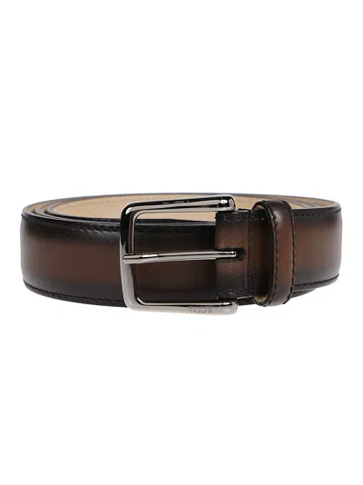 Tod's Inside Logo Printed Belt In Cacao