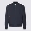 Tod's Ribbed High Collar Jacket With Side Pockets In Blue